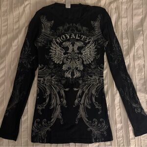 Rock Rose Black Graphic Long Sleeve Top